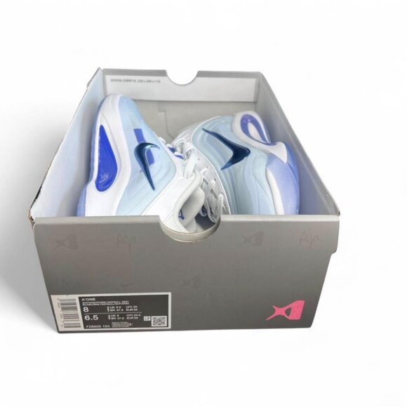 Nike Shoes Womens 8 White Light Blue A'ja Basketball Shiny Fits 7.5 New - Picture 10 of 13
